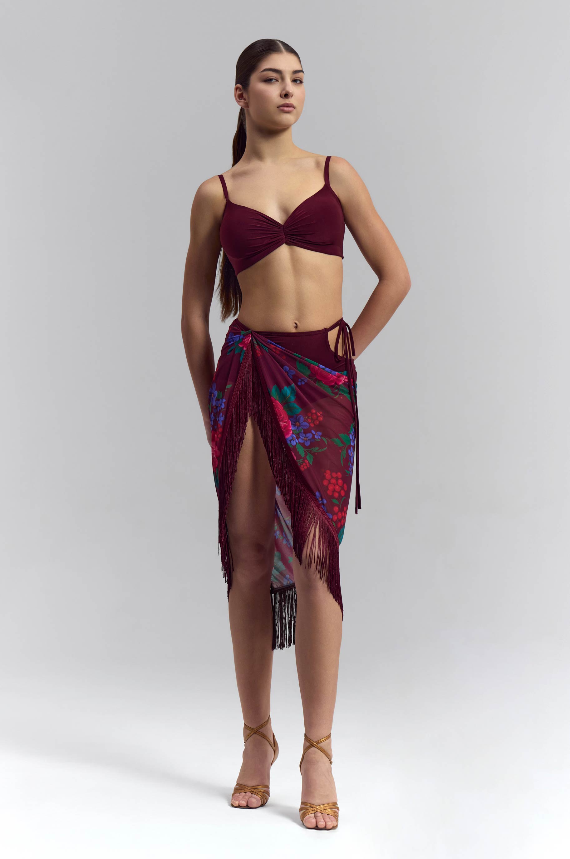 Юбка Tones A La Russe для бальных танцев, цвет Бордовый 