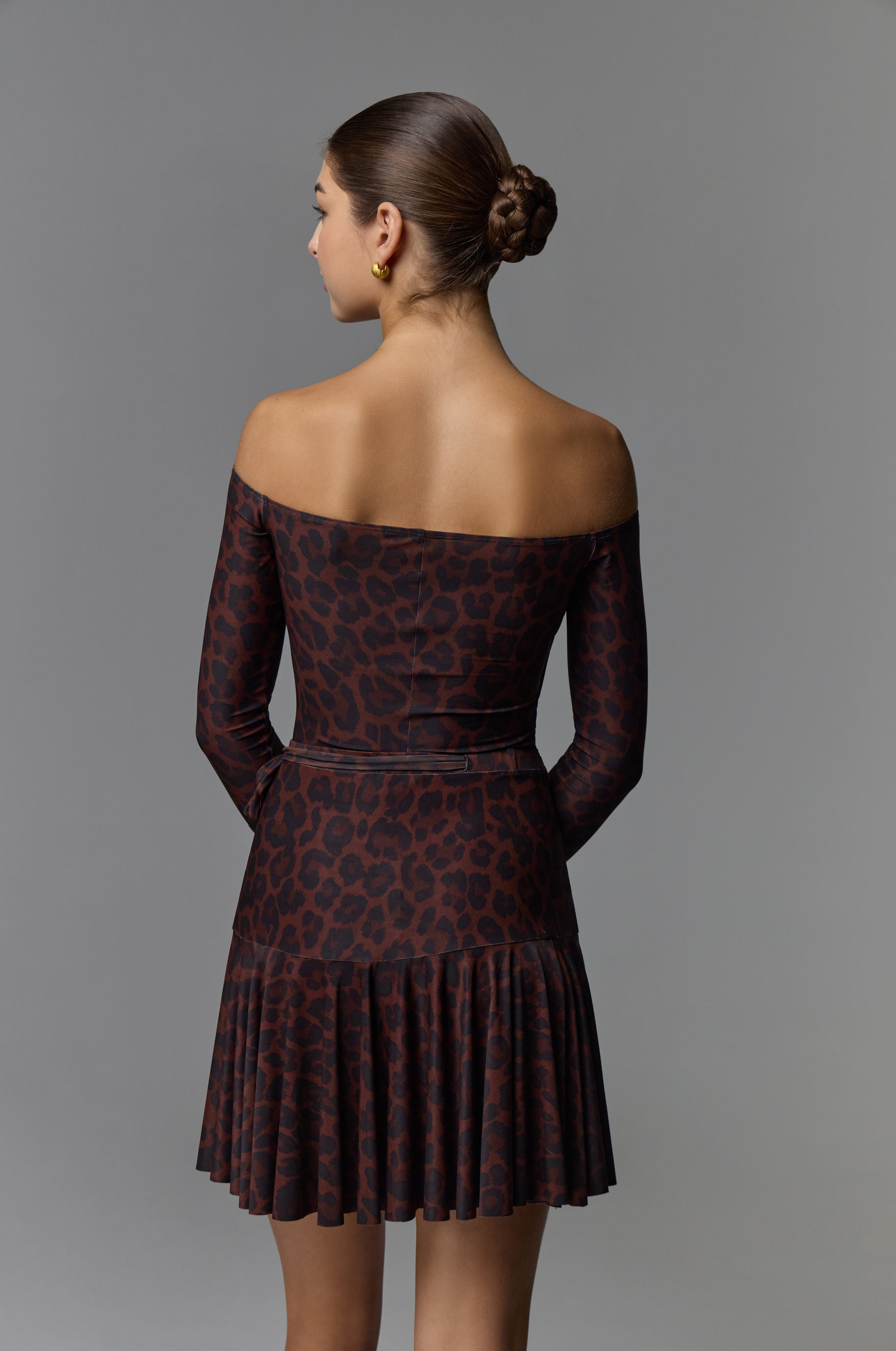 Боди Abrir Leo Brown для бальных танцев, цвет Леопардовый 