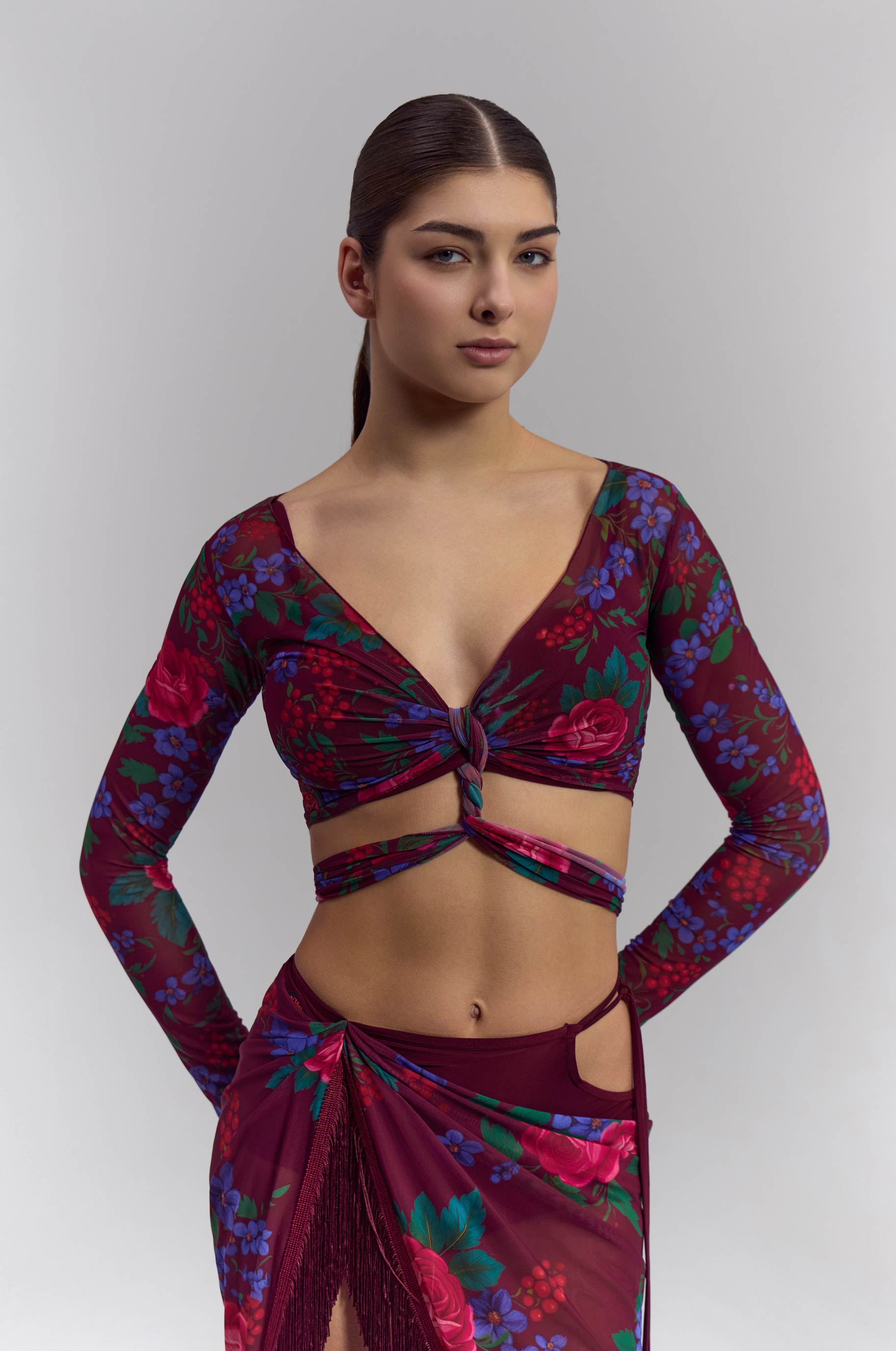 Топ Bolero A La Russe для бальных танцев, цвет Бордовый 