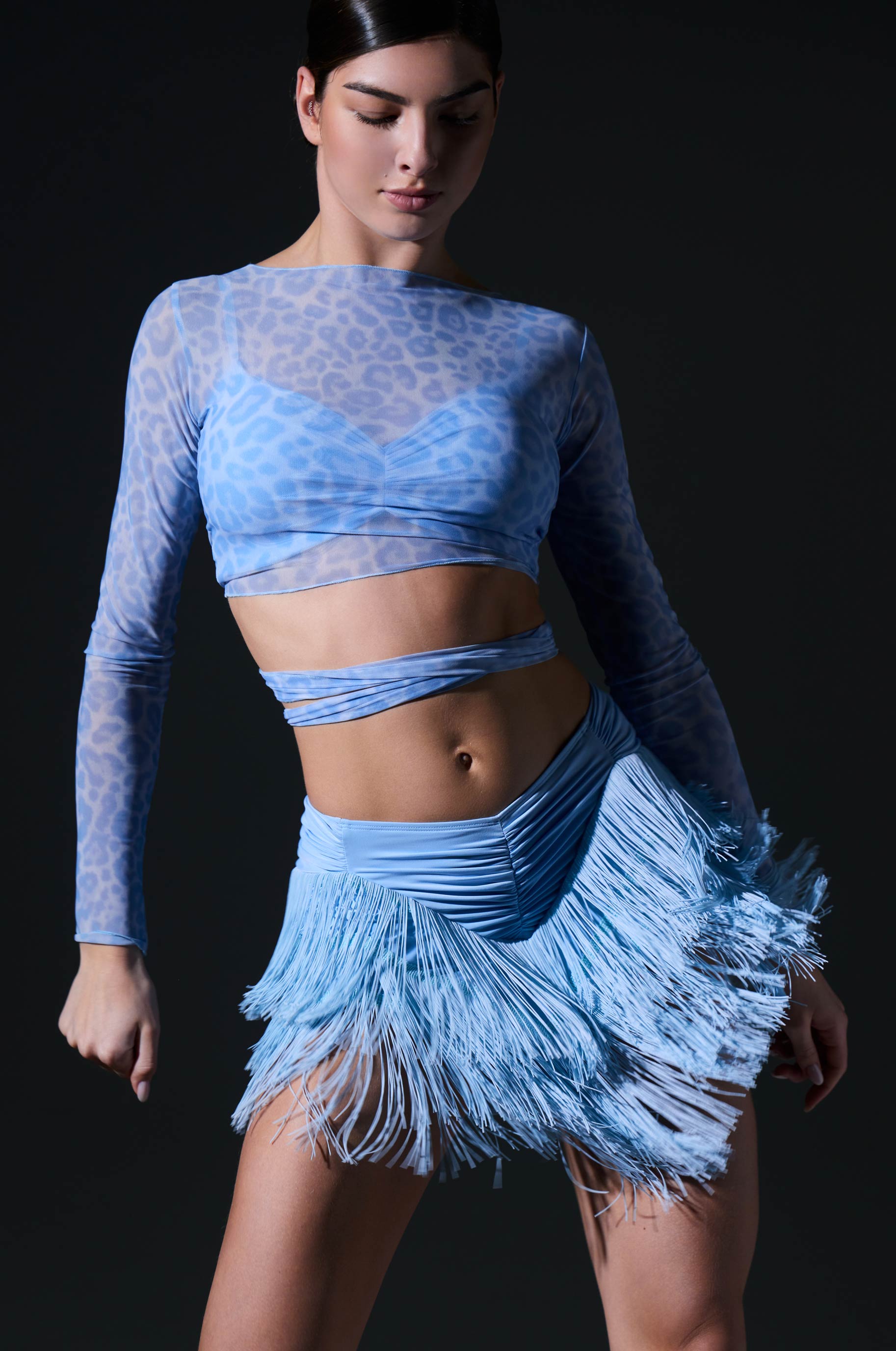 Юбка Мув для бальных танцев, цвет Голубой 