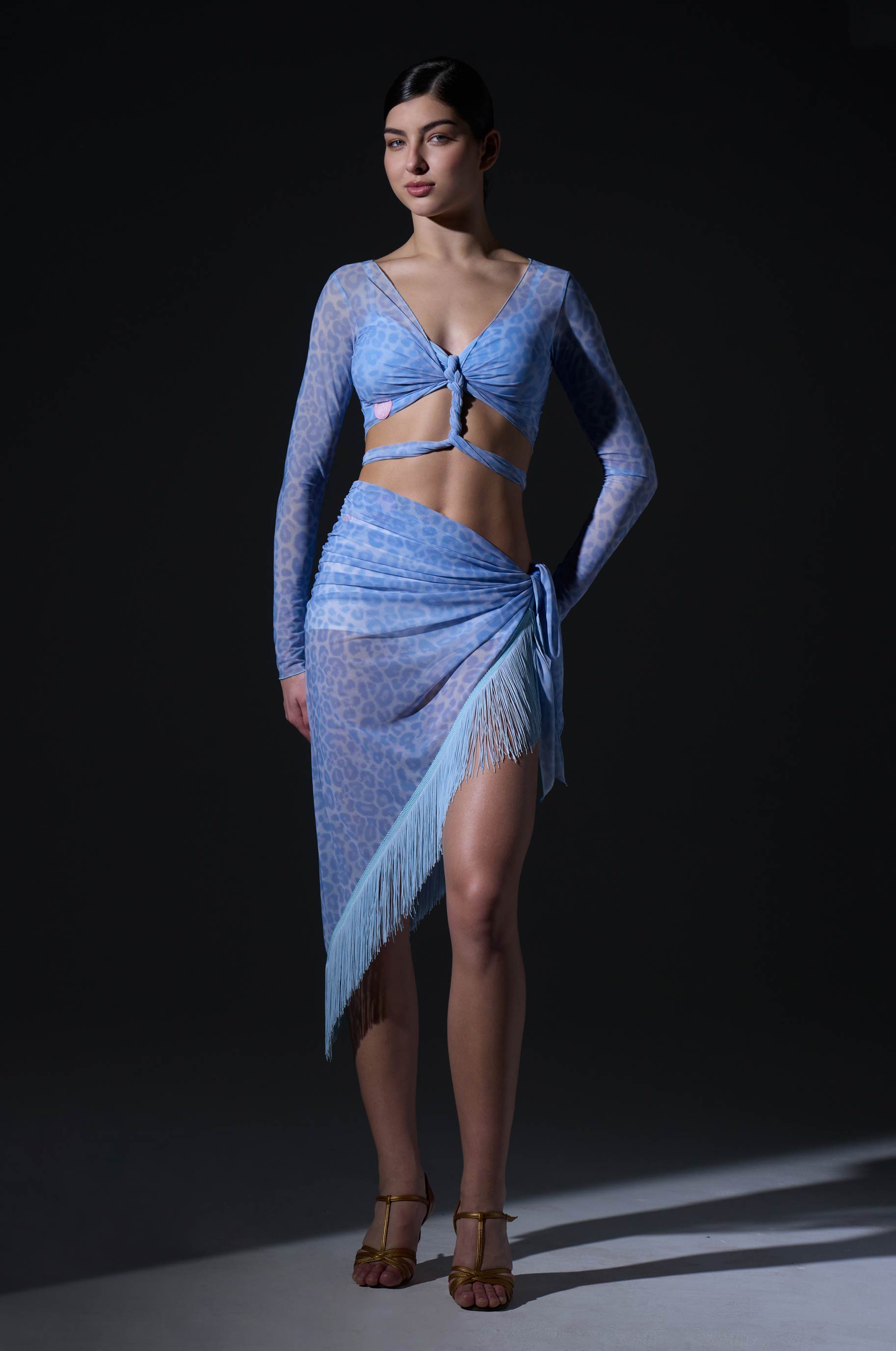 Платок Фринж Лео Блю для бальных танцев, цвет Голубой 