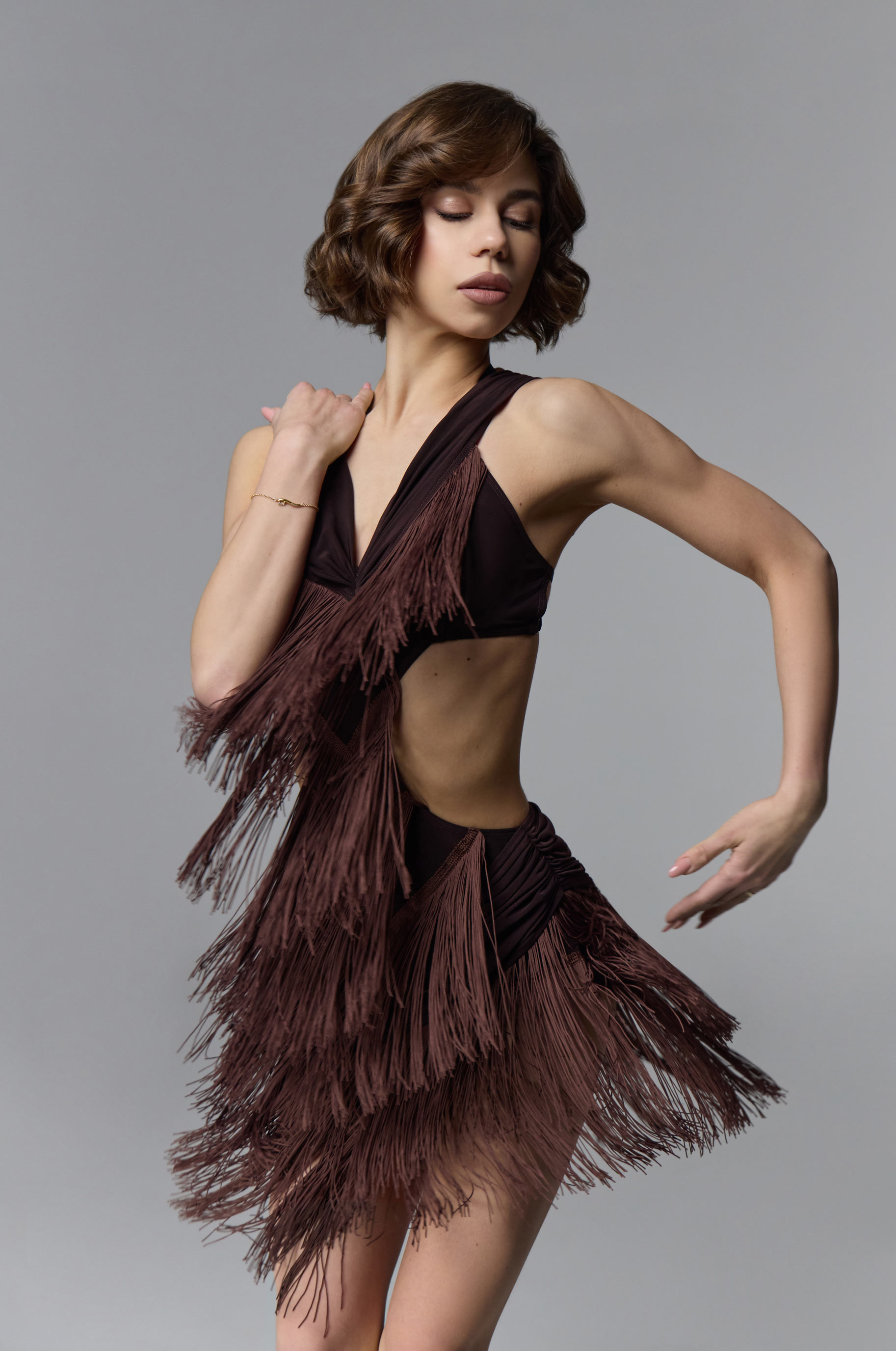 Платье Ksu Brown для бальных танцев, цвет Коричневый 